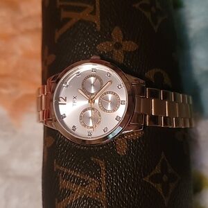 TFX by Bulova Womens Stainless Steel Chronograph Gold-Tone Sport Watch